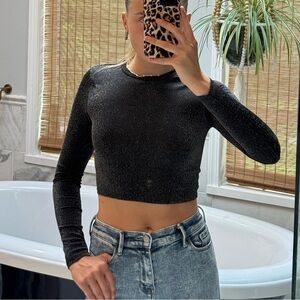 Black sparkle long sleeve top